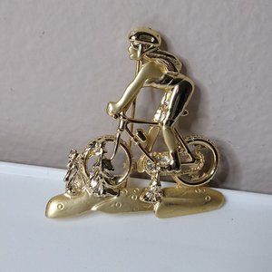 Vintage Large Metal Bicycle Brooch